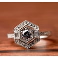 thumbnail image 2 of Vintage Art Deco Solitaire Diamond Engagement Ring, Hexagon Halo Diamond Ring, Solitaire With Accent Diamond Ring, 925 Sterling Silver, 2.3 Ct Simulated Diamond, Gift For Mother, 2 of 6
