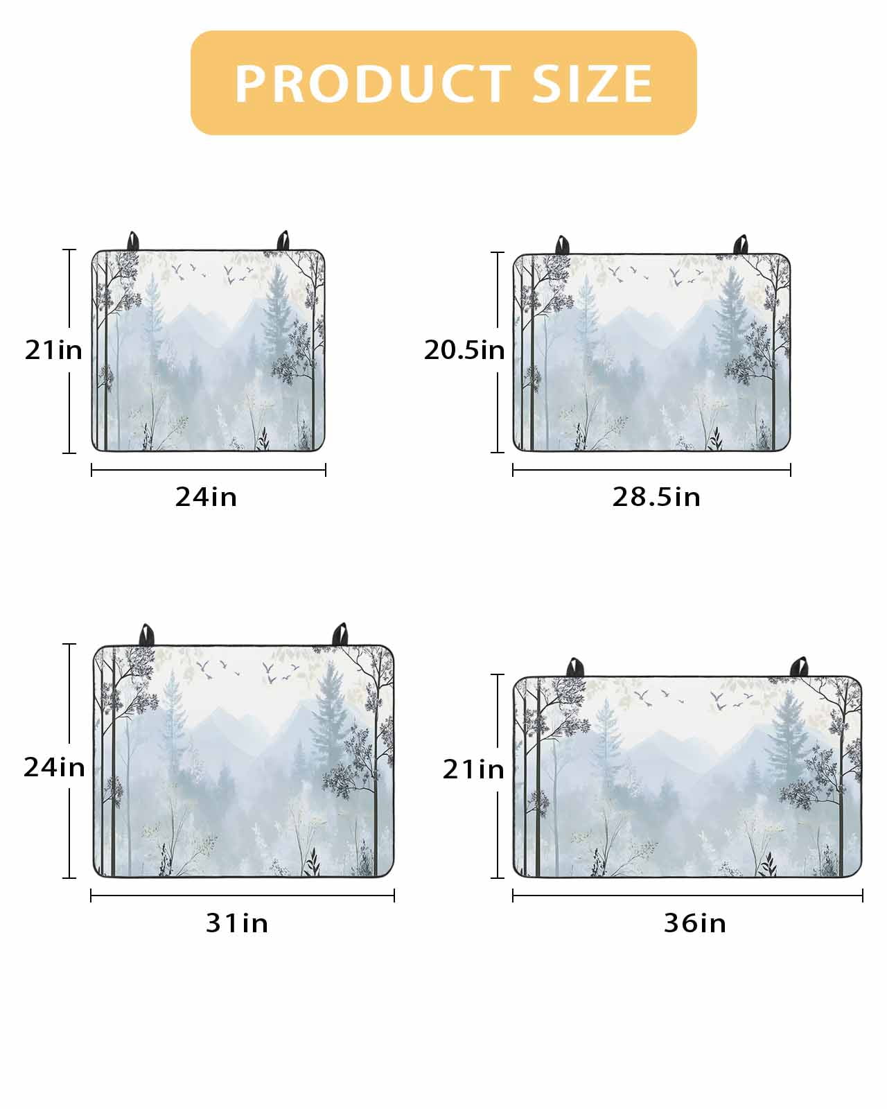 nqOlkjepod Large Induction Cooktop Protector Mat 24"x21", Foggy Forest Stove Top Covers for Electric Stove, Vintage Mountain Botanical Decorative Stove Burner Cover Mats, Glass Top Stove Cover