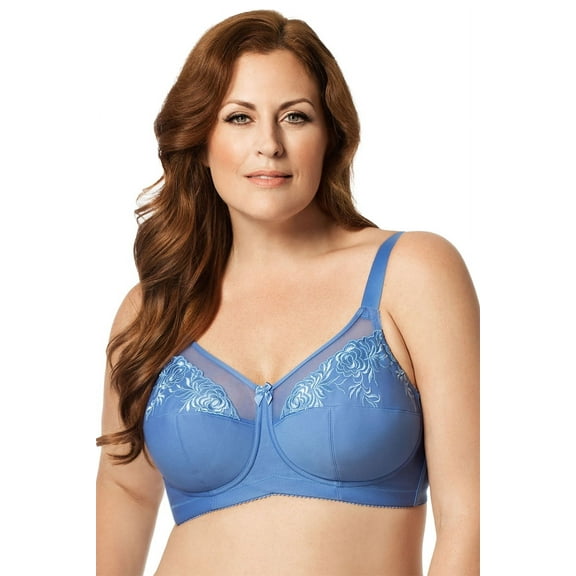 Women's Elila 1301 Embroidered Microfiber Soft-cup Bra (Celestial Blue 38E)