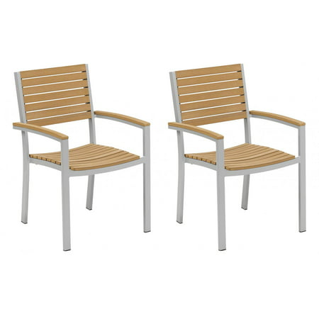 Travira 2 Piece Tekwood Natural Stacking Patio Dining Arm Chair Set By Oxford Garden