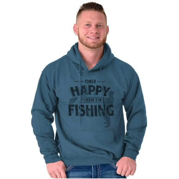 Fishing Funny Happy Angler Fishermens Hoodie Hooded Sweatshirt Men Brisco Brands S