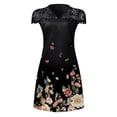 thumbnail image 4 of ICHUANYI Clearance Fashion Women Casual Sexy V-Neck Printing Dresses Summer Short Sleeve Pullover Lace Dress(Pink, S) ICHUANYI WER2023081006411, 4 of 4