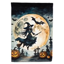 Flying Witch Spooky Halloween House Flag 28 in x 40 in