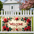 thumbnail image 6 of LUUFILx Welcome Floral Banner Roses Backdrop Party Background Venue Entrance Decoration Wall Hanging Event Decor Display Signs Celebration Pavillion, 6 of 8