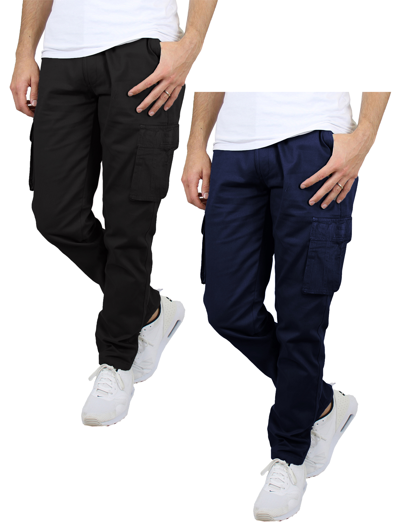 パンツ PACS Double Pocket Cargo Pants LL 2-Pack Men's Belted Slim Fit Cotton Cargo Pocket Pants