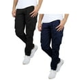 thumbnail image 1 of 2-Pack Men's Belted Slim Fit Cotton Cargo Pocket Pants (Multiple Inseams), 1 of 2