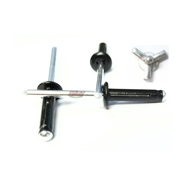 Black Exploding Pop Rivets 3/16" TriFold Small Aluminum Head Steel