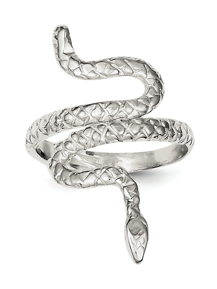 JewelryWeb - 925 Sterling Silver Solid Textured Polished Snake Ring - 3 ...