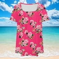 thumbnail image 4 of Xixinqiwan Womens Short Sleeve Tops Plus Size Tunic Shirts Square Neck Summer Floral Loose Fit Dressy Blouse Hot Pink XXL, 4 of 5