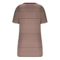 thumbnail image 3 of Lovskoo 2024 Striped Shirt Women Summer Tops Casual Scoop Neck Short Sleeve Color Block Trendy Pullover Button Up T Shirts Blouse Red M, 3 of 5