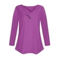 thumbnail image 4 of Plus Size Tops Long Sleeve V Neck Botton Regular Casual Blouses Womens Plus Size Tops Purple 2XL, 4 of 4