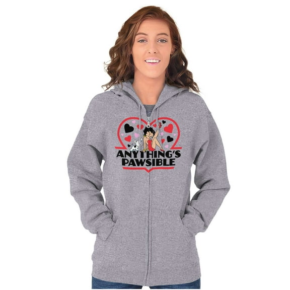 Betty Boop Anythings Possible Pun Zip Hoodie Sweatshirt Women Brisco Brands S