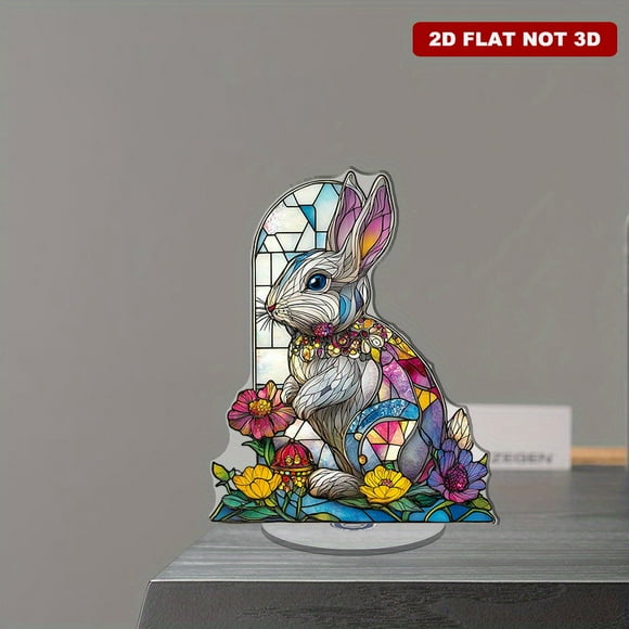Rotating acrylic decoration featuring a rabbit, bell, flower, and crystal totems, capturing carnival magic with vibrant colors and enchanting details