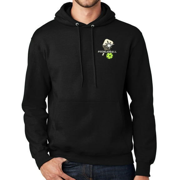 Mens PickleBall Hooded Hoodie Sweatshirt, XL-Tall Jet Black