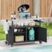 thumbnail image 2 of K&K 54.5" Outdoor Kitchen Island with Stainless Steel Tabletop, Metal Grill Cart Table with Storage Cabinet, Spice Rack and Towel Rack, Outdoor Bar Cart with 4 Lockable Wheels for Outside BBQ, 2 of 5