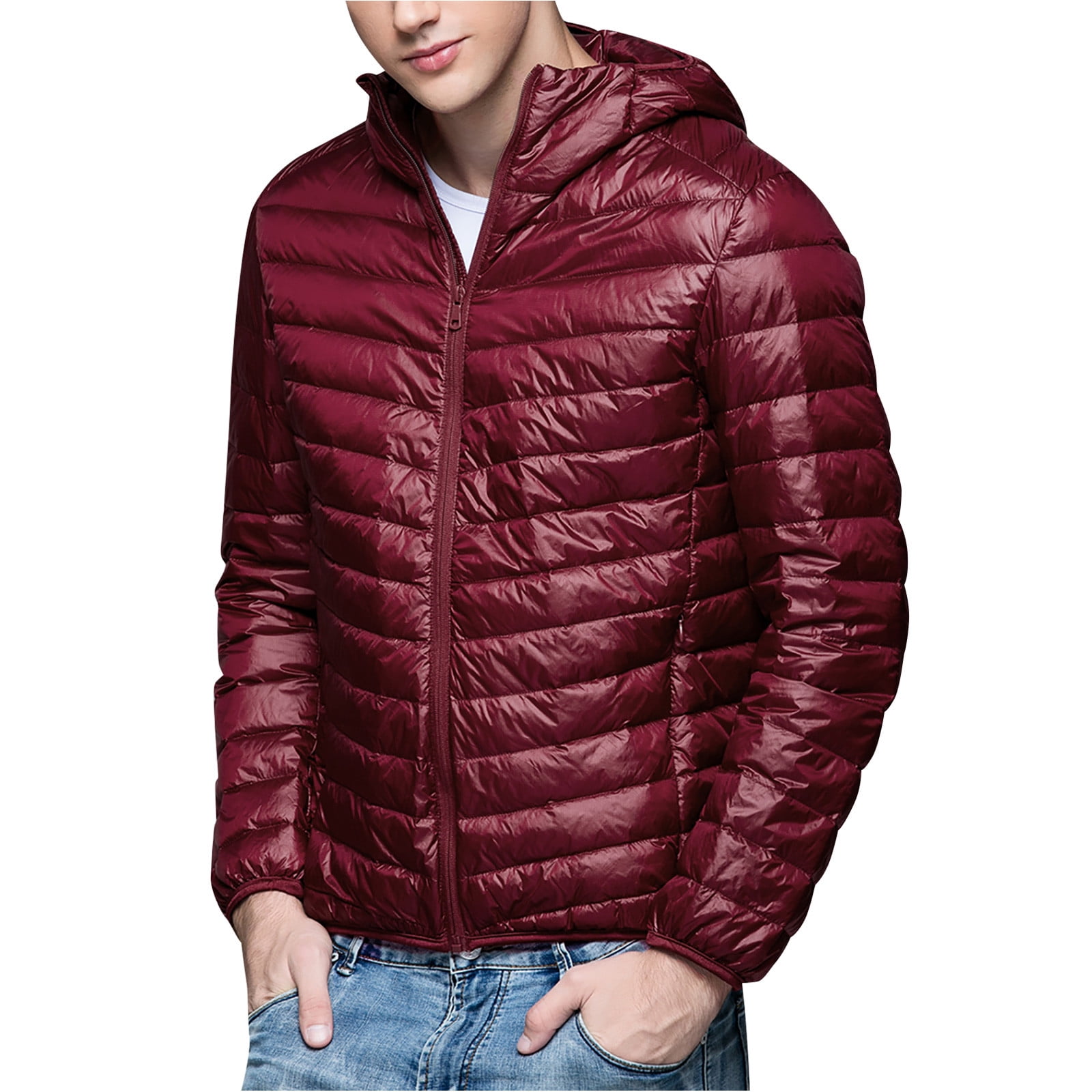 Men's Tops Male Coat Hooded Tops Jacket Stylish Winter Zipper Outerwear Coat