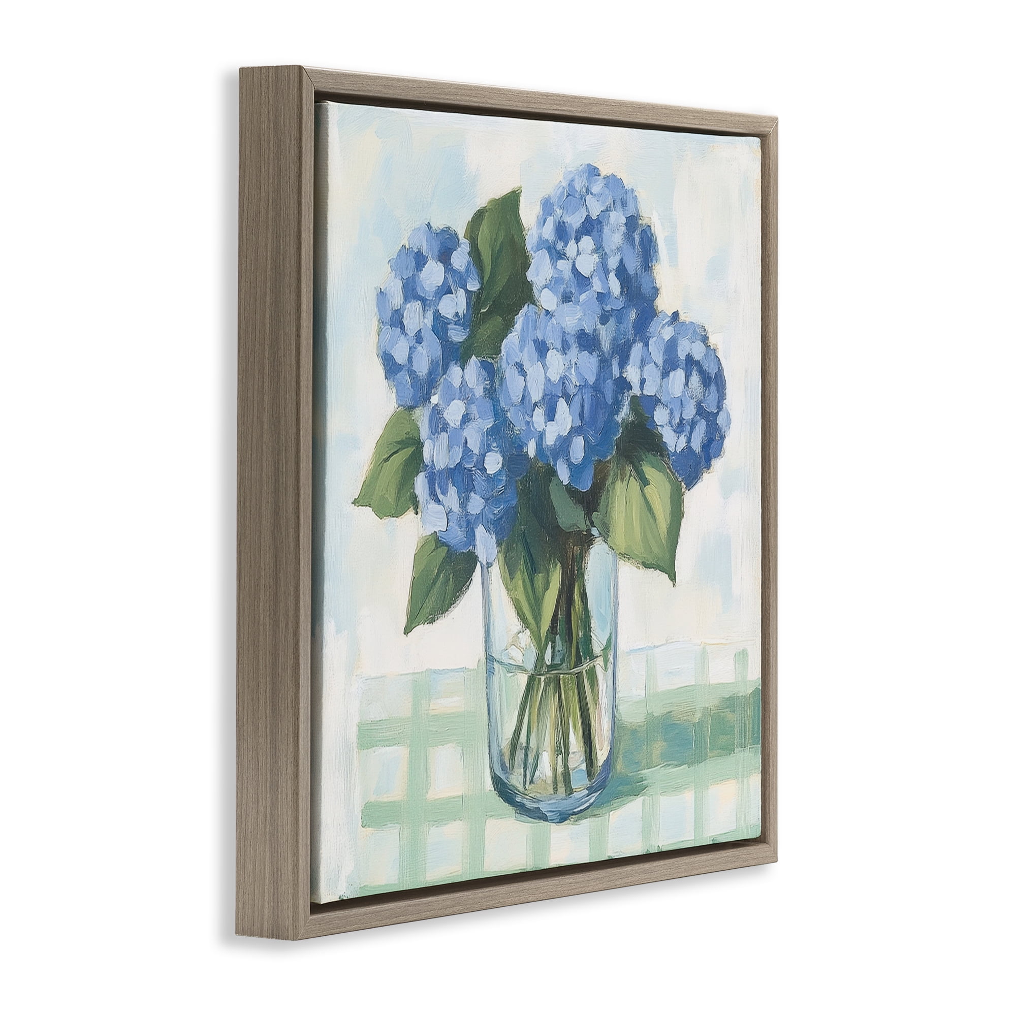 Stupell Industries Quaint Picnic Hydrangeas Brown Framed Floater Canvas Wall Art, design by Petal Prints Design
