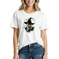 thumbnail image 2 of Tnhcen Women's Halloween Cute Cartoon Print Cotton T-Shirt - Short Sleeve Basic Tops Plus Size S-2XL Festive Seasonal Tops, 2 of 3