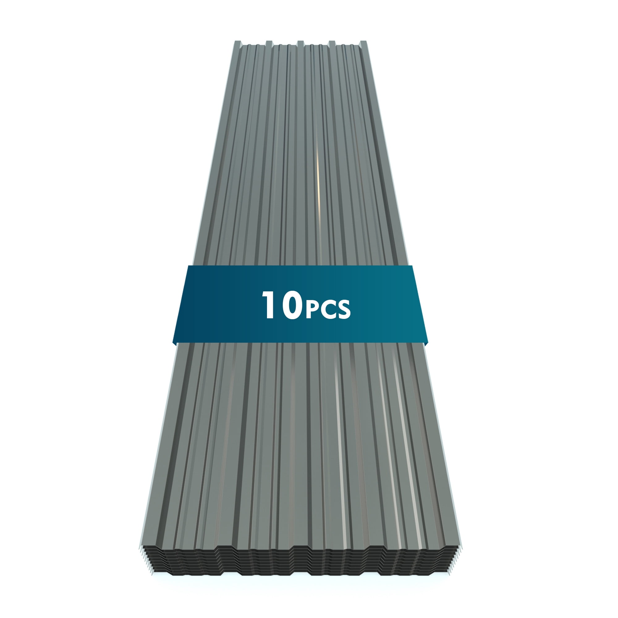 Corrugated Galvanized Metal Roofing Panels 18.9x72.85 in, Waterproof Metal Siding for Pergola Patio Garden Mobile Home, Gray, 10pcs