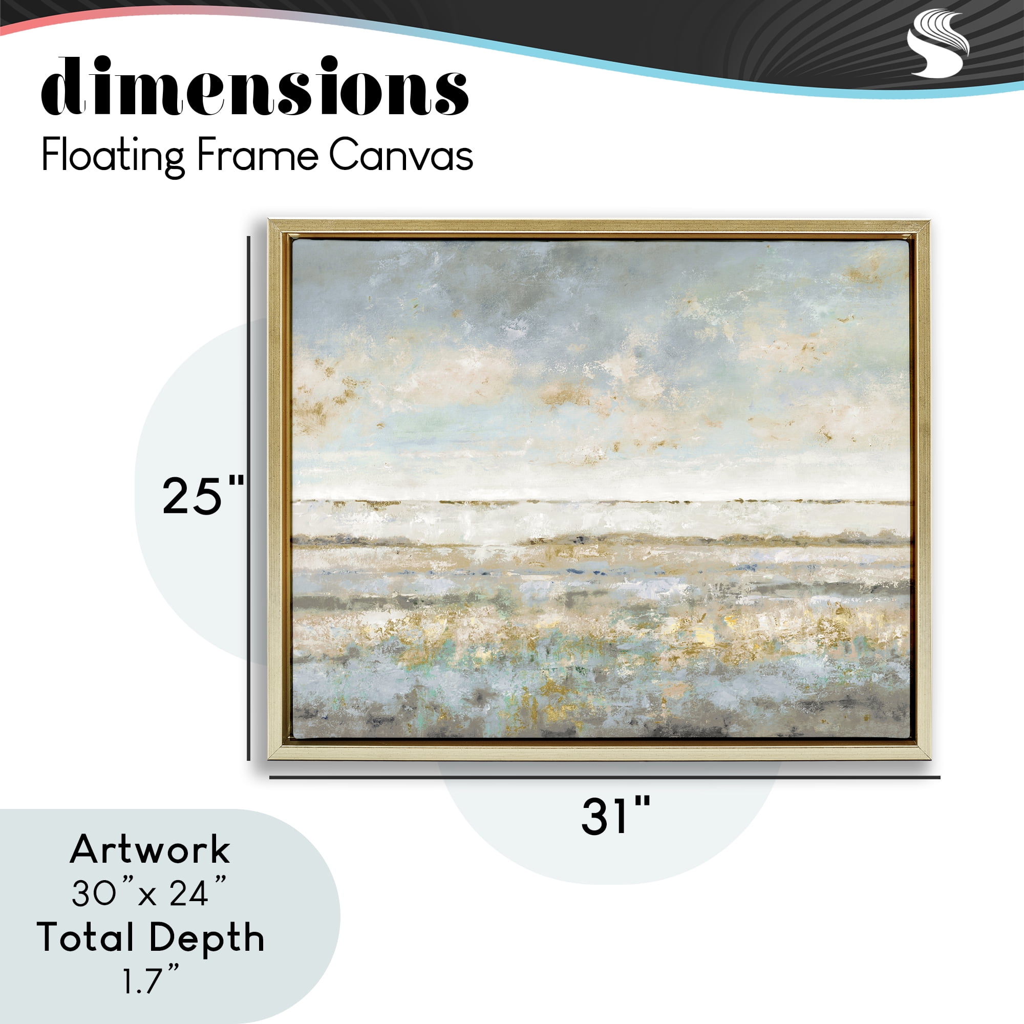 Stupell Industries Contemplative Mood Abstract Gold Framed Floater Canvas Wall Art, design by Lorenzo Collective