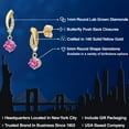 thumbnail image 2 of Gem Stone King 14K Yellow Gold Pink Created Sapphire and Lab Grown Diamond Earrings for Women | 1.15 Cttw | Gemstone September Birthstone | Round 5MM, 2 of 6