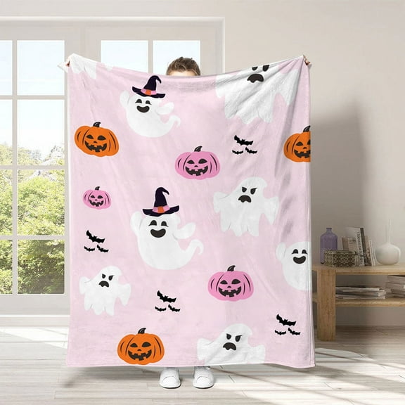 Tiruiarec Halloween Blanket, Cute Halloween Spooky Throw Blanket, Lightweight Cozy Flannel Blanket, Fall Throw Blankets for Couch Sofa Bed Home Decorations, 40"X 30"