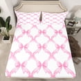 thumbnail image 2 of jejeloiu Kawaii Cartoon Bowtie Bed Sheets,Pink Bow Knot King Sheets For Girl 4pcs, 2 of 7