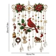 thumbnail image 3 of Santa Sleigh Christmas Window Hanging with Crystal Pendants - Festive Holiday Decor with Poinsettia, Reindeer & Miniature Village, 3 of 6
