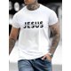 thumbnail image 1 of Camiseta informal de verano con estampado de Jesús. Camiseta de verano para hombre con estampado de Jesús, manga corta, cuello redondo, informal, para el trabajo y el tiempo libre., 1 of 5