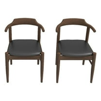 Latham Mid-Century Modern Black Faux Leather Dining Chair (Set of 2)