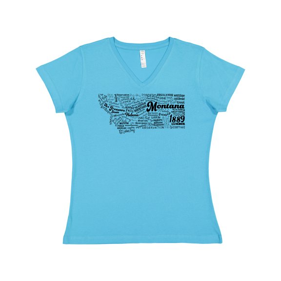 Inktastic Montana State Word Salad Women's V-Neck T-Shirt