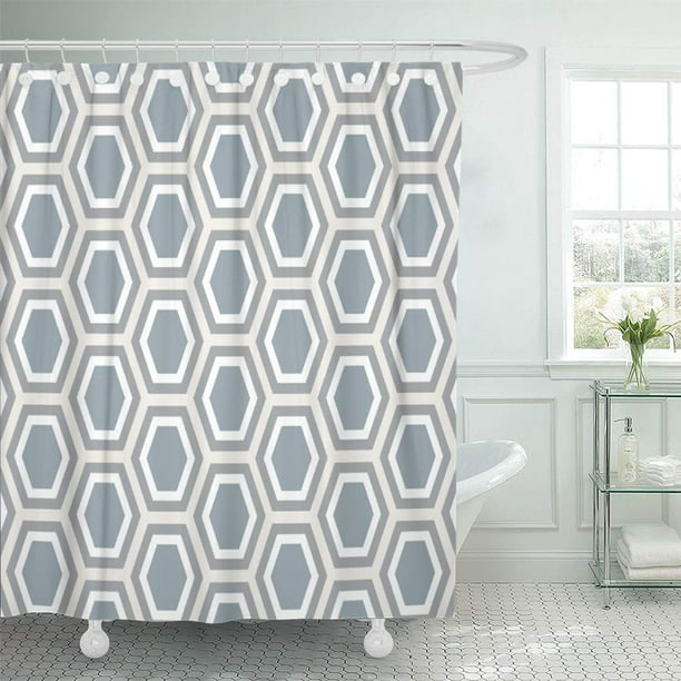 Geometric Mod Shower Curtain 66x72 Inch, Grey And Tan Shower Curtain