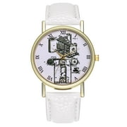 Tersalle Cartoon Crab PU Leather Strap Watch Fashion Simple Quartz Wristwatch T165-A (Beige)