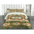 thumbnail image 3 of Ambesonne Tribal Quilted Bedspread Set 3 Pcs, Aztec Mayan Style Stripe, King Size, Green Brown Amber, 3 of 5