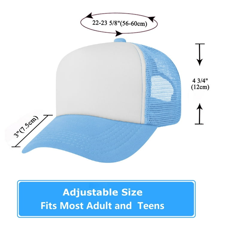 TOPTIE Blank 5 Panel Trucker Hat Foam Front Mesh Back 2 Tone