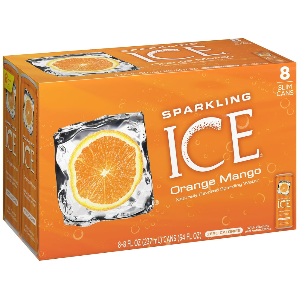 Sparkling Ice Orange Mango Sparkling Water, 8 Fl. Oz., 8 Count