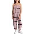 thumbnail image 5 of Girls Striped Printed Cami Jumpsuits Sleeveless Spaghetti Straps Jumpsuit Pants Casual Loose Trousers with Pockets Pink 9-10 Years, 5 of 7