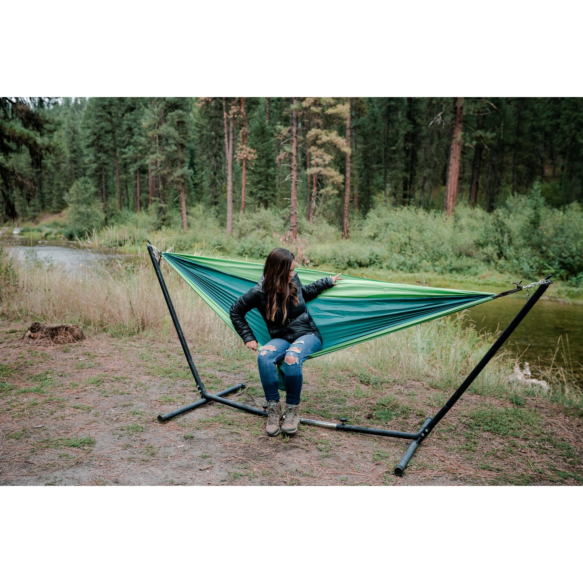 Stansport Newport 2-Person Traveler/Backpack Nylon Hammock - Teal