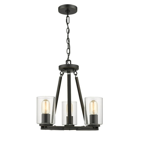 Monroe Convertible 3 Light Chandelier in Black with Clear Glass