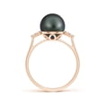 thumbnail image 2 of ANGARA Tahitian Cultured Pearl Ring with Trio Diamonds in 14K Rose Gold for Women | June Birthstone, Birthday, Anniversary, Jewelry Gift for Women | Pearl Ring, 2 of 8
