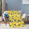 thumbnail image 4 of XMXT Throw Blanket, Yellow Fun Lemon Print Flannel Blanket for Bed Sofa, 50 x 70 inches, 4 of 9
