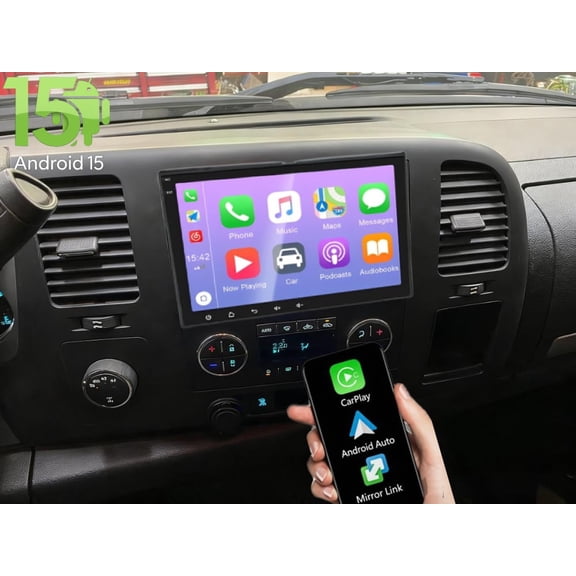 Molaner 8 inch Car Radio Stereo for Chevrolet Silverado 3500HD 2007-2014 Android 15 Wireless CarPlay Android Auto DSP Bluetooth GPS Navitation, 2 32G