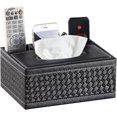 thumbnail image 1 of Tissue Box Lid Rectangular Leather Black Napkin Holder, 1 of 5