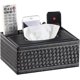 thumbnail image 1 of Servilletero rectangular de cuero negro con tapa para caja de pañuelos, 1 of 5