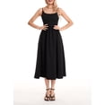 thumbnail image 3 of Faithtur Robe Midi d'Été pour Femmes Couleur Unie Sans Manches Dos Nu Robe de Soirée à Bretelles Spaghetti Robe de Plage, 3 of 9