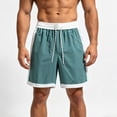 thumbnail image 5 of Men's Color Block Quick Dry Shorts 7-Inch, Elastic Waist Drawstring Casual Baggy Swim Trunks with Side Pockets, Lightweight Breathable Summer Beach Shorts Mint Green, 5 of 5