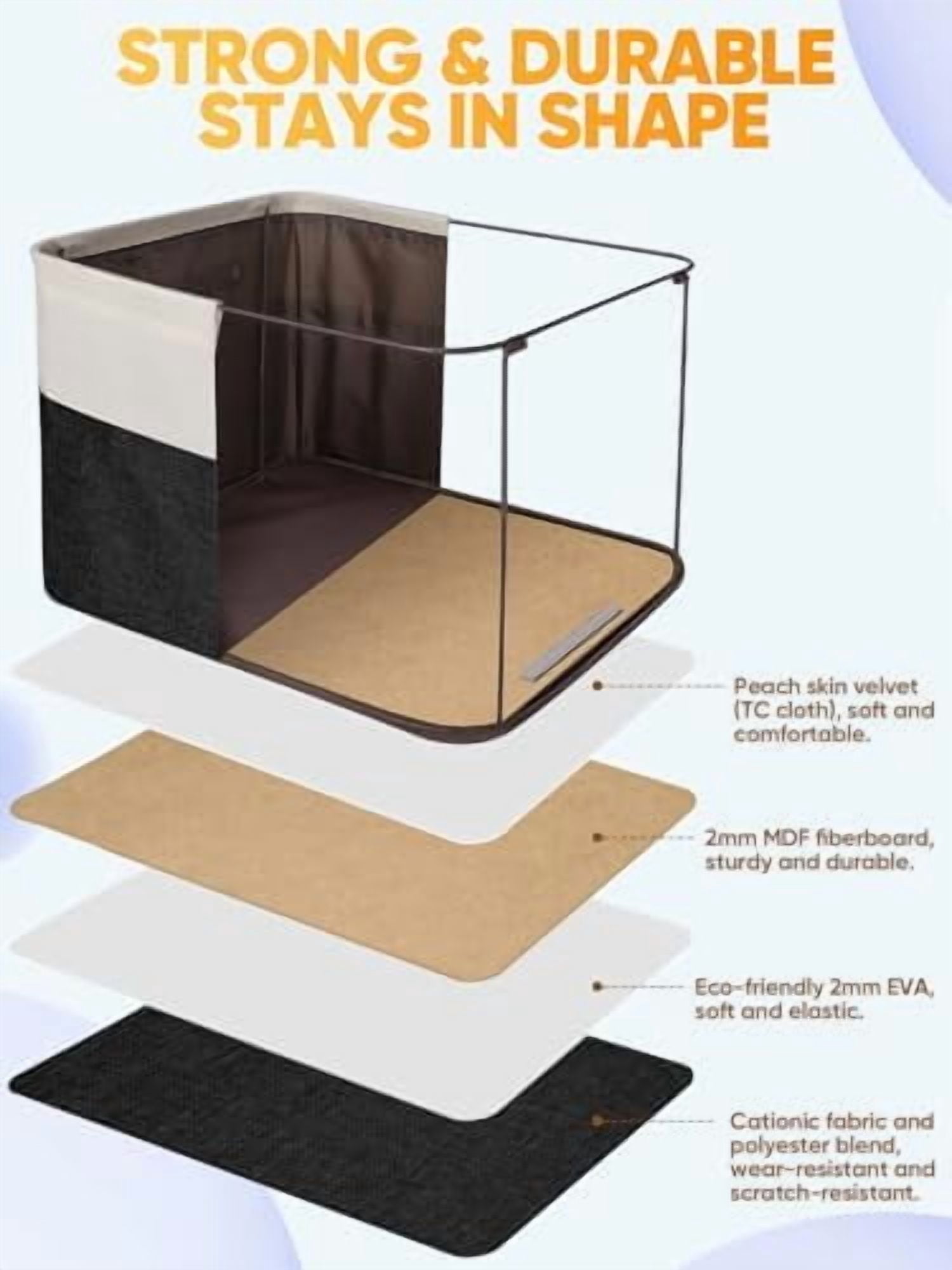 2 Pack Fabric Storage Bins for Shelves, Linen Storage Baskets for Organizing, Decorative Closet Bins for Clothes, Home (Black, 17''x13''x10.5'')