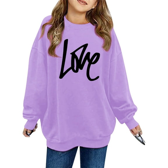 Wangkekeji Printed Crew Neck Long Sleeved Hoodie For Girls plus Size Girls Clothes