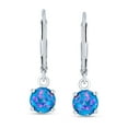 thumbnail image 2 of Bling Jewelry Womens Round Solitaire Created Opal Lever back Drop Dangle Earrings Sterling Silver 8MM, 2 of 5