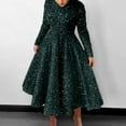 thumbnail image 2 of WNVMWI Sequin Formal Dresses for Women Evening Party Casual Loose Long Sleeve Long Dress Solid Color Maxi Dress Green, 2 of 5